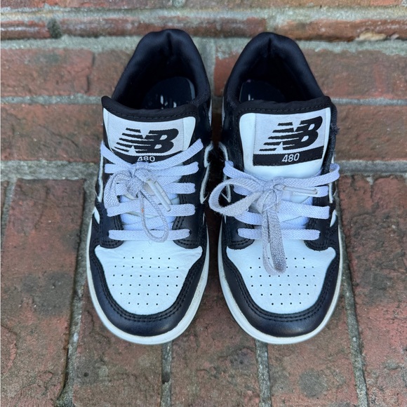 New Balance 480 Black Faux Leather Running Sneakers Size 13M kids boys toddler - Picture 3 of 9